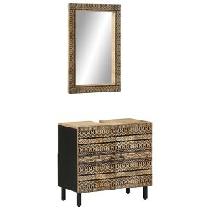 Conjunto de muebles de baño 2 piezas madera maciza de mango esb5476