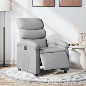 Sillón reclinable eléctrico tela gris claro qweo3340