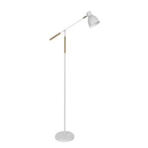 Pie de salon acople 1xE27 blanco/haya orientable 360º articulable 137x25,5x