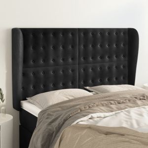 Cabecero con orejas de terciopelo negro 147x23x118/128 cm eso6535