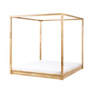 Cama con dosel madera herliere 180 x 200 cm marrón claro