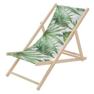 Silla de playa de madera con respaldo ajustable, diseño palmera