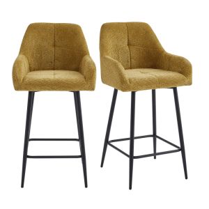 Lea-silla de bar de tela ikon amarillo (x2)
