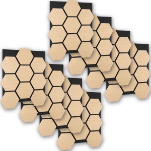Tectake 8 paneles de pared, mdf, fieltro absorbente, 76x62x1,8 cm, roble