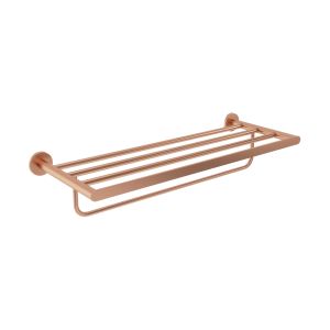 Imex - toallero doble para baño sin taladro oro rosa serie practic