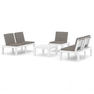 vidaXL set de muebles de jardín 4 piezas con cojines plástico blanco