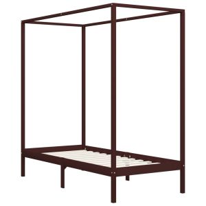 vidaXL cama con dosel sin colchón madera maciza marrón 100x200 cm