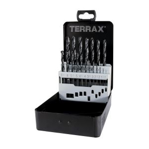 Terrax-a205211-juego de 25 brocas din 338 tipo n hss laminadas