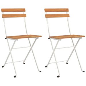 vidaXL sillas cafetería plegables 2 uds acero y madera maciza acacia