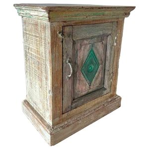 Mesita de madera acabado artesanal marrón 49x29x62h cm