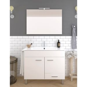 Mueble de baño samos, lavabo y espejo 80x45cm blanco