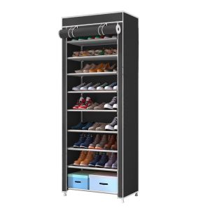 Armario zapatero tela con puerta nyana home 160x60x30cm negro