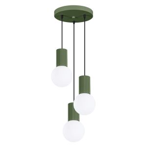 Lámpara coLGante halo 3 verde oliva aluminio/vidrio 25x125x25cm