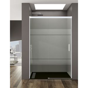 Mampara de ducha frontal basic 1+1 120-125cm serigrafiado perfil cromo