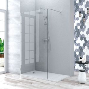 Mampara fija ducha 100  cm 1 hoja manacor cromo transparente 100  cm