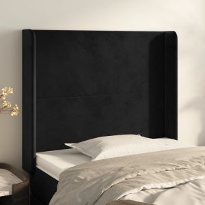 Cabecero con orejas de terciopelo negro 103x16x118/128 cm eso3777