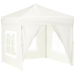 vidaXL carpa para fiestas plegable con paredes laterales crema 2x2 m