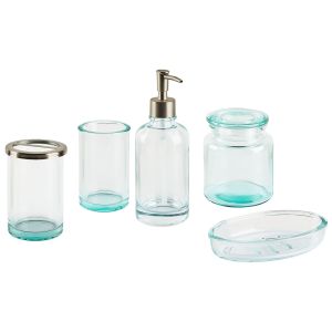 Conjunto de 5 accesorios de baño amarga vidrio verde