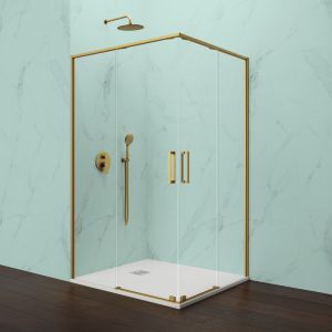 Mampara angular eleven oro 95x70 - 2 fijos + 2 correderas - antical