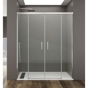 Mampara basic spazio 2 puertas + 2 fijos transparente cromado 210 cm