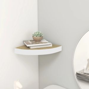 Estante de esquina de pared mdf roble y blanco 35x35x3,8 cm