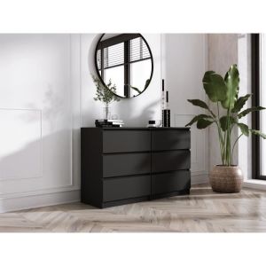 Cómoda 6 cajones - negro mate - 120 cm