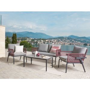 Conjunto de jardín con mesa 4 plazas sciacca metal gris