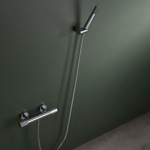 Imex - grifo de ducha termostático con alcachofa cromado serie line