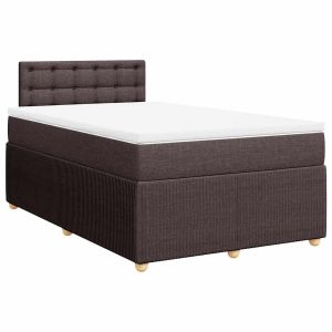 vidaXL cama box spring con colchón tela marrón oscuro 120x190 cm