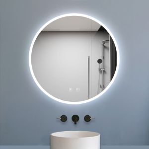 Espejo LED de baño redondo 60 x 60 cm, bluetooth, brillo regulable