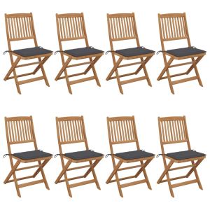 vidaXL sillas de jardín plegables 8 uds madera maciza acacia y cojines
