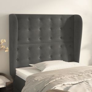 Cabecero con orejas de terciopelo gris oscuro 103x23x118/128 cm eso4868