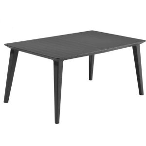 Mesa de jardín rectangular - resina grafito - 157 cm