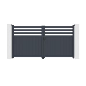 Puerta automática batiente 3m nevis a.160cm gris + motor con brazo b500
