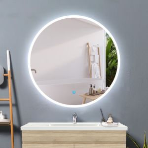 Aica espejo redondo de baño LED 120cm,antivaho,interruptor táctil