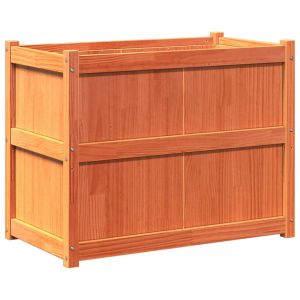 vidaXL jardinera exterior madera maciza pino marrón cera 90x50x70 cm
