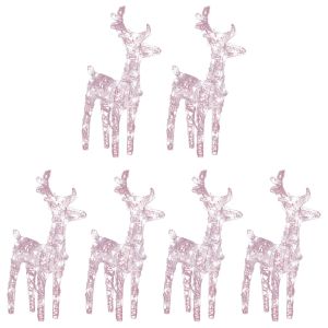 vidaXL renos de navidad 6 unidades 240 LEDs blanco cálido acrílico