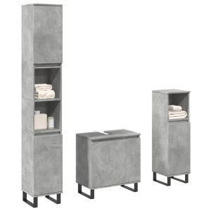 Set muebles de baño 2 piezas madera contrachapada gris hormigón esb9378