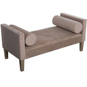 Banqueta pie de cama madera, tela crema poliester