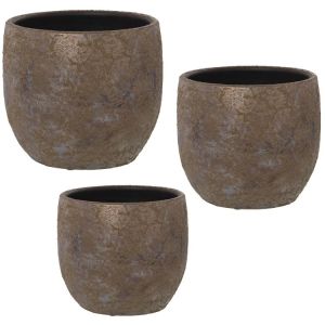 Set 3 maceteros ceramica dorado envejecido