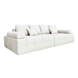 Oviala - sofá de tela de 4 plazas crudo l 282 cm