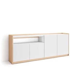 Aparador para salón, 207x37x80cm, blanco y roble soft rf4404