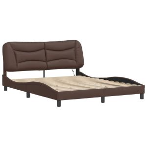 vidaXL estructura de cama con LED sin colchón hvar marrón 160x200 cm
