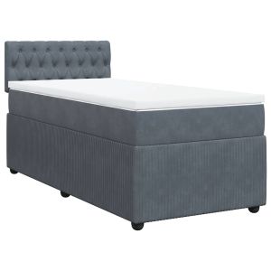 vidaXL cama box spring con colchón terciopelo gris oscuro 90x200 cm