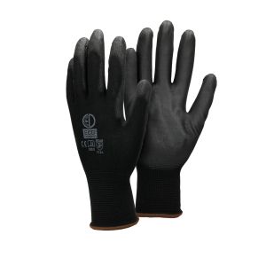 480x par de guantes de trabajo de pu 9-l, nylon negro ecd germany
