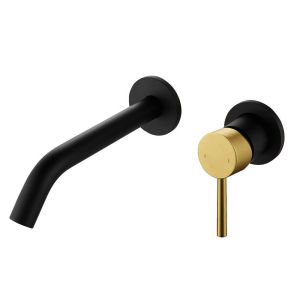 Kibath grifo empotrado de lavabo monomando acabado negro mate de latón