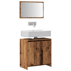 Juego de muebles de baño 2 piezas madera ingeniería envejecida esb6064