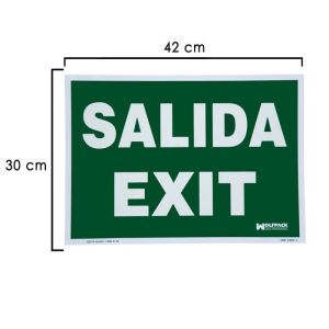Cartel fluorescente salida exit 30x42 cm.