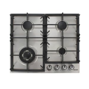 Placa de cocina a gas empotrable - hAEGer - 60 cm - 4 fuegos - 1 wok - gris