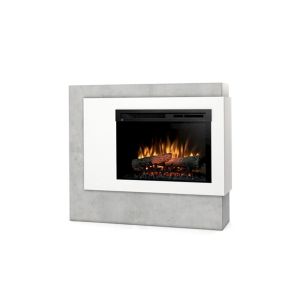 Chimenea eléctrica LED independiente pulmari, blanco/cemento